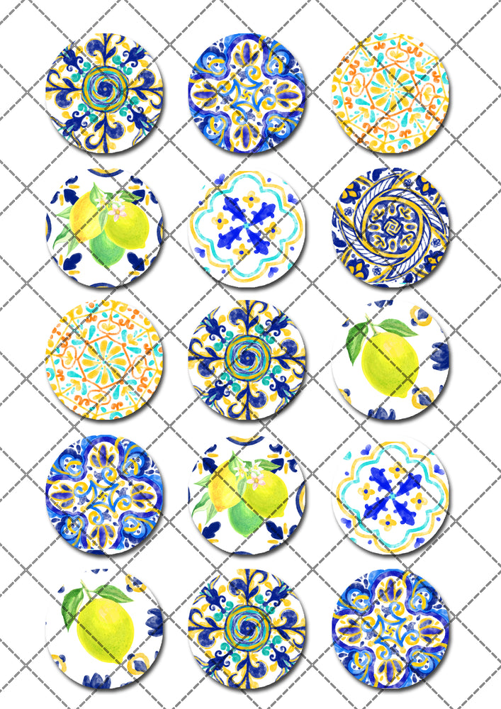 Amalfi Tiles Pre-cut Edible Cupcake or Cookie Toppers