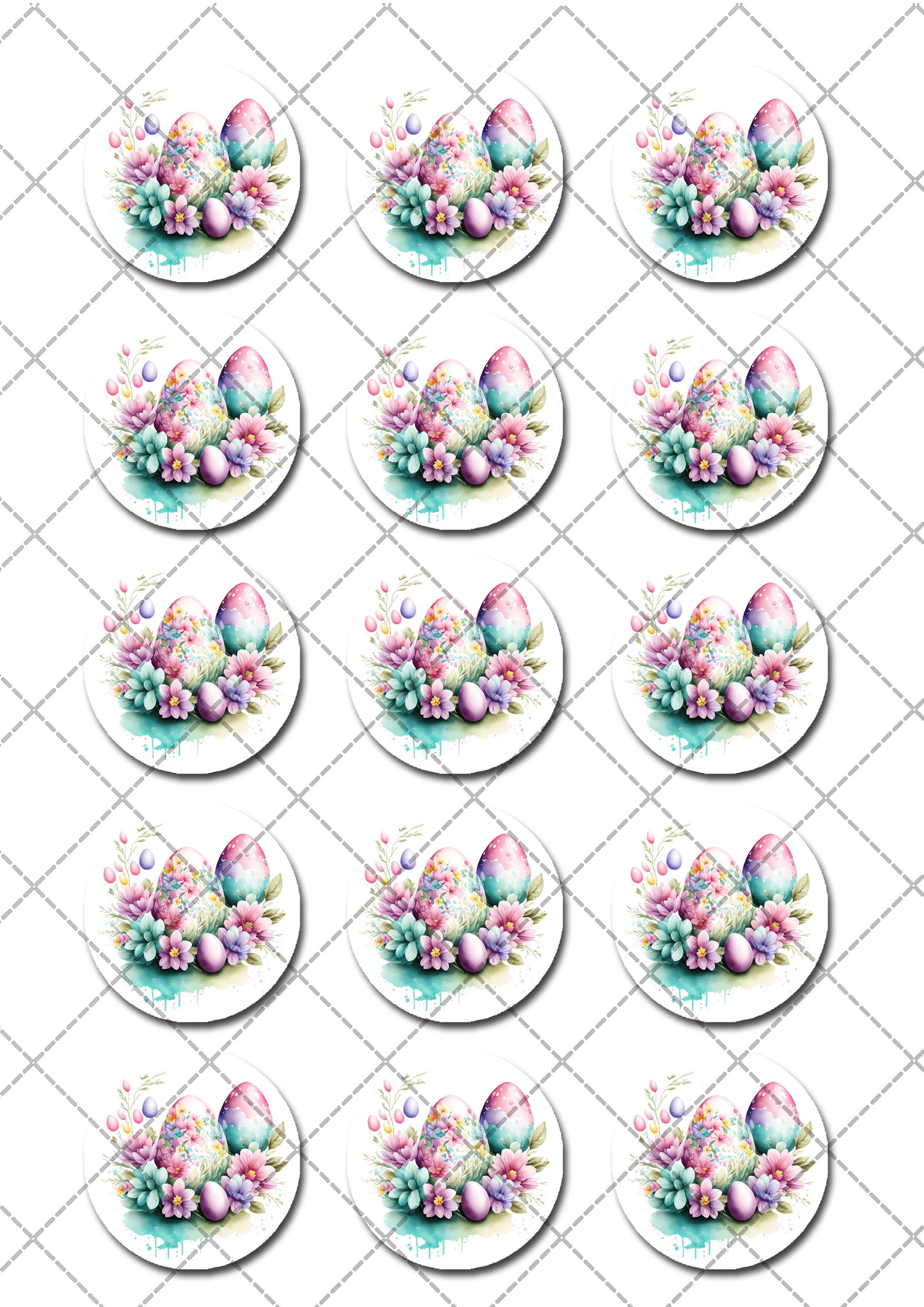 Easter Eggs Pre-cut Edible Cupcake or Cookie Toppers