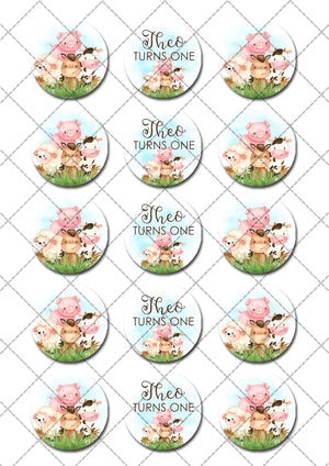 Baby Farmyard Animals Pre-cut Edible Cupcake or Cookie Toppers