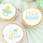 Baby Boy Pre-cut Edible Icing Cupcake or Cookie Toppers