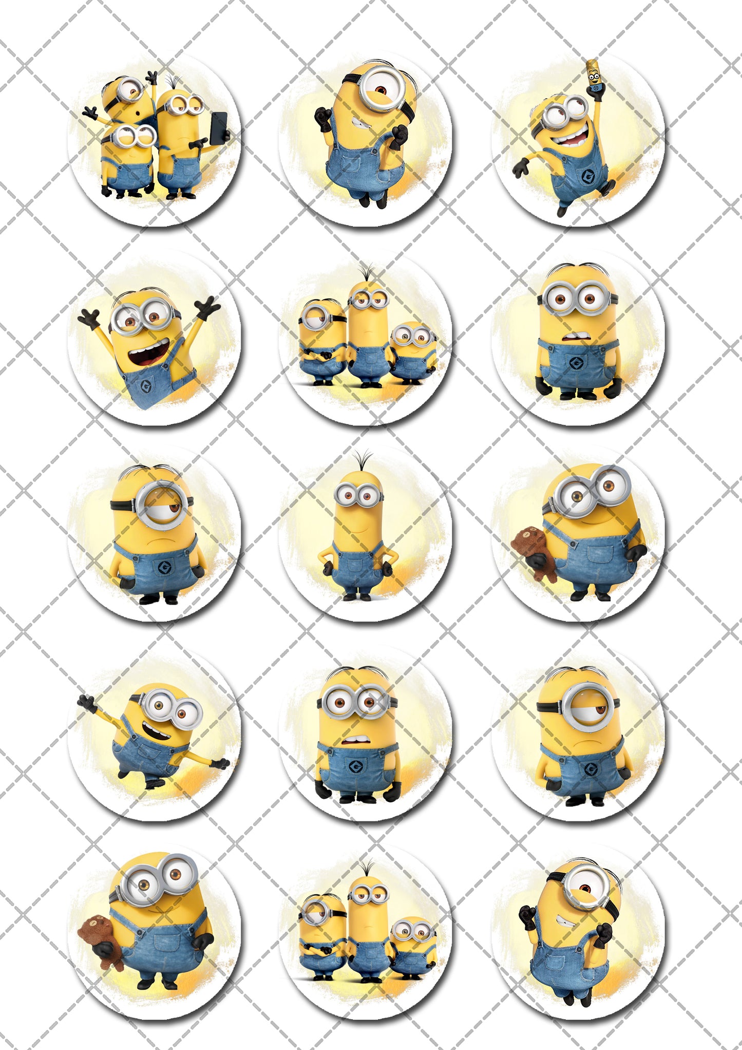 Minions Pre-cut Edible Cupcake or Cookie Toppers