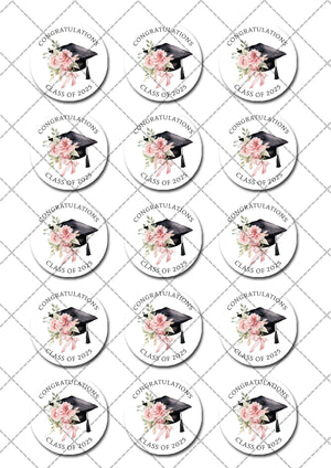 Graduation Class of 2025 Pre-cut Edible Cupcake or Cookie Toppers
