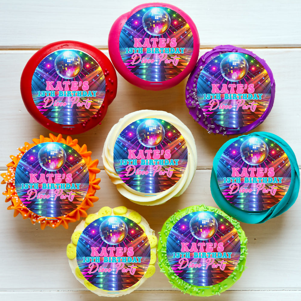Disco Ball Party Pre-cut Edible Cupcake or Cookie Toppers
