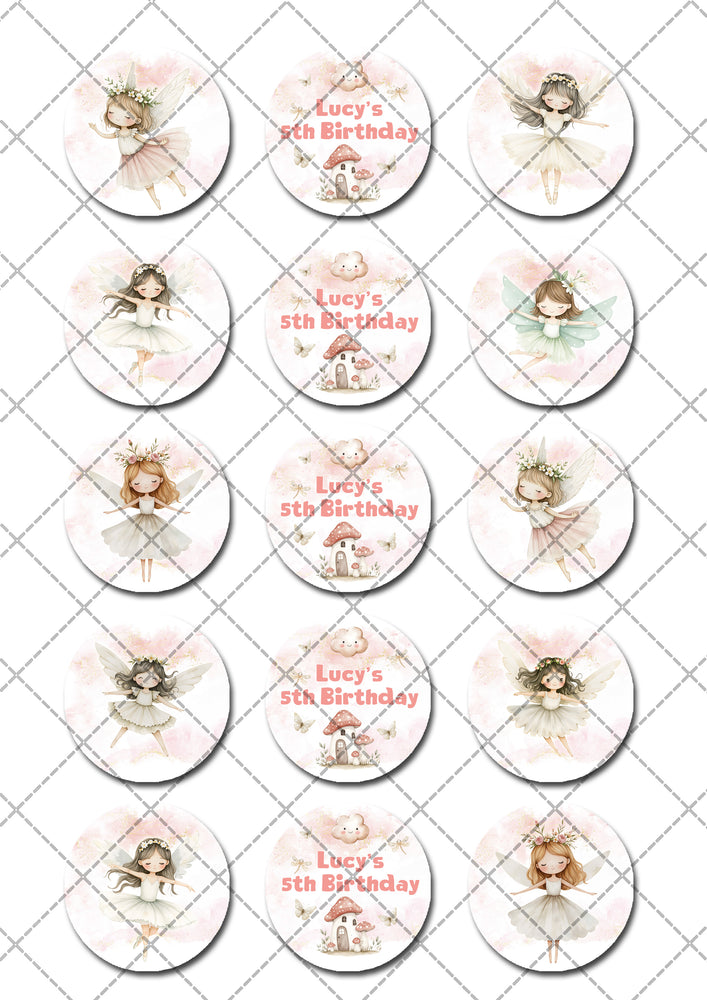 Fairies Pre-cut Edible Cupcake or Cookie Toppers
