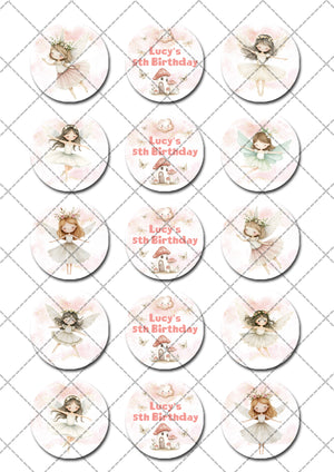 Fairies Pre-cut Edible Cupcake or Cookie Toppers