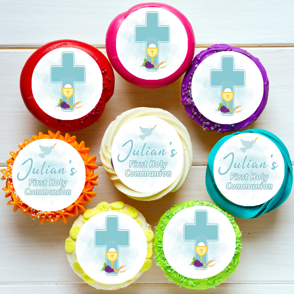 First Holy Communion Pre-cut Edible Cupcake or Cookie Toppers