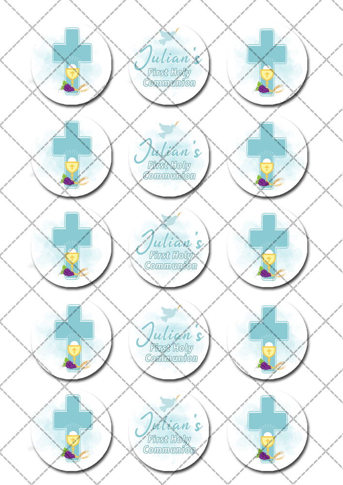 First Holy Communion Pre-cut Edible Cupcake or Cookie Toppers
