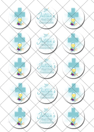 First Holy Communion Pre-cut Edible Cupcake or Cookie Toppers