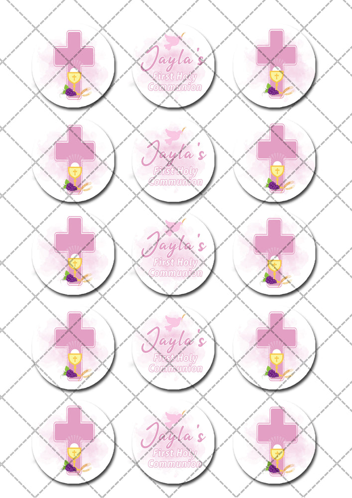 First Holy Communion Pre-cut Edible Cupcake or Cookie Toppers