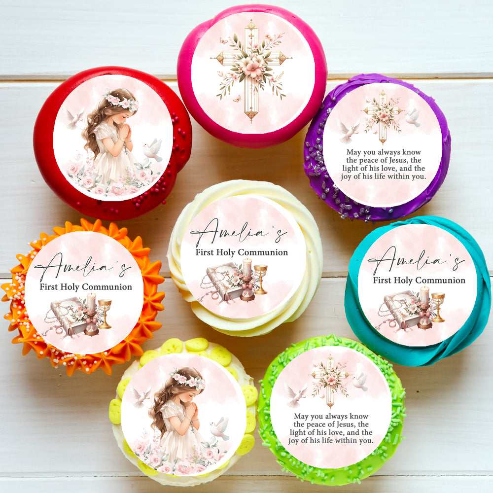 First Holy Communion Pre-cut Edible Cupcake or Cookie Toppers