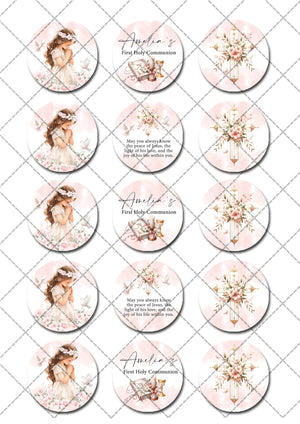 First Holy Communion Pre-cut Edible Cupcake or Cookie Toppers
