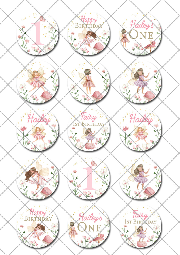 Cute Fairies Pre-cut Edible Cupcake or Cookie Toppers