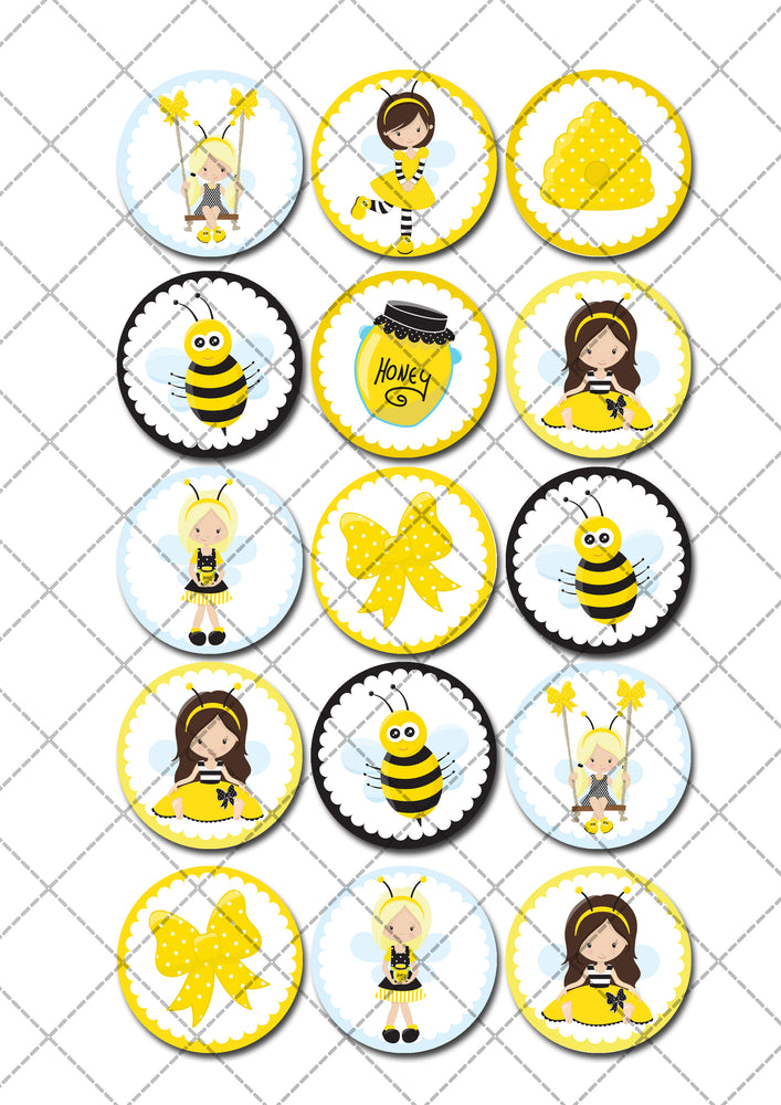Sweet Little Bee Pre-cut Edible Cupcake or Cookie Toppers