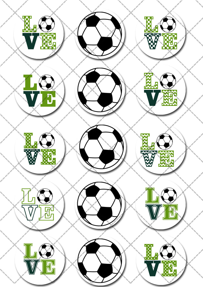 Soccer Themed Pre-cut Edible Icing Cupcake or Cookie Toppers