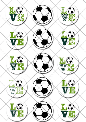 Soccer Themed Pre-cut Edible Icing Cupcake or Cookie Toppers