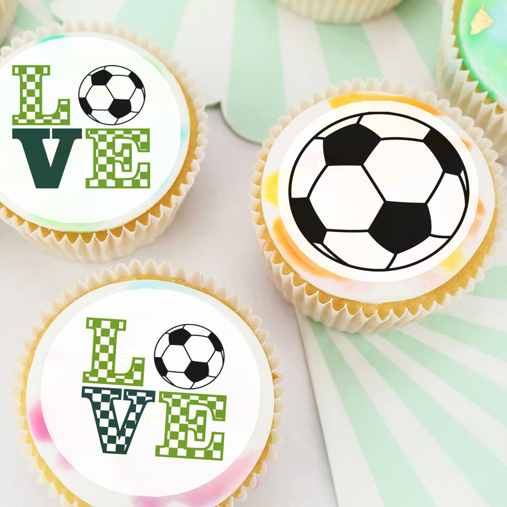 Soccer Themed Pre-cut Edible Icing Cupcake or Cookie Toppers