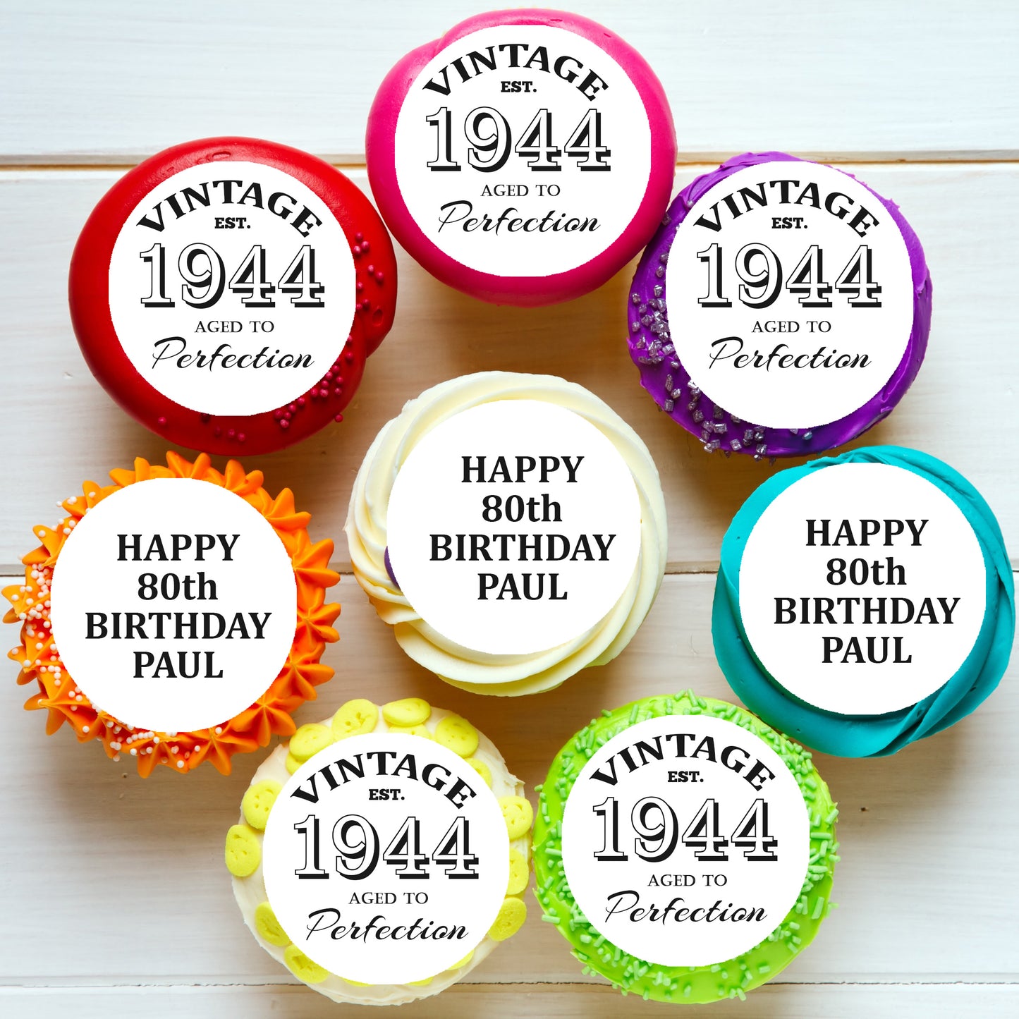 Aged to Perfection Birthday Edible Cupcake or Cookie Toppers