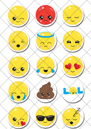 Emoji Pre-cut Edible Icing Cupcake or Cookie Toppers