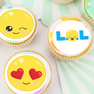 Emoji Pre-cut Edible Icing Cupcake or Cookie Toppers