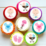 Baby Boy Girl Shower Pre-cut Edible Icing Cupcake or Cookie Toppers