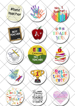 Teacher Thank You Pre-cut Edible Cupcake or Cookie Toppers