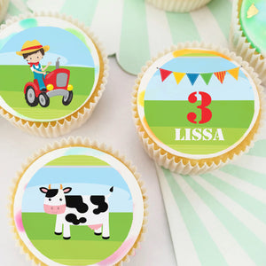 Farmyard Animals Pre-cut Edible Cupcake or Cookie Toppers