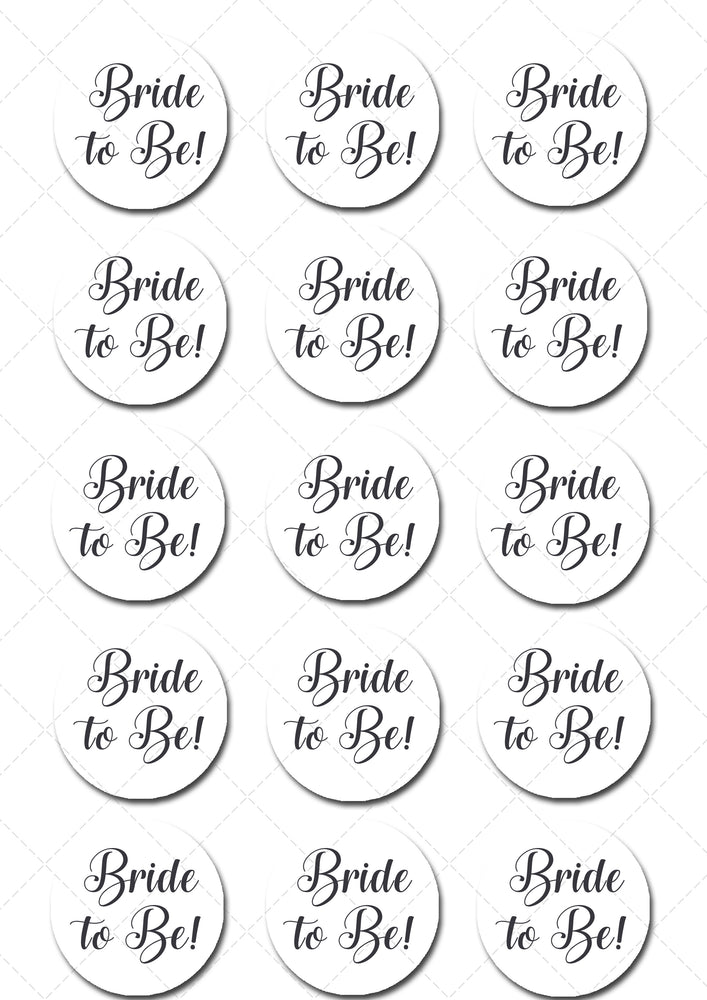 Bride to Be Wedding Bridal Pre-cut Edible Icing Cupcake or Cookie Toppers