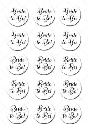 Bride to Be Wedding Bridal Pre-cut Edible Icing Cupcake or Cookie Toppers