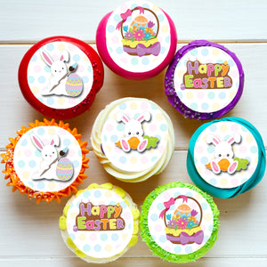 Easter Bunny Rabbit Pre-cut Edible Icing Cupcake or Cookie Toppers