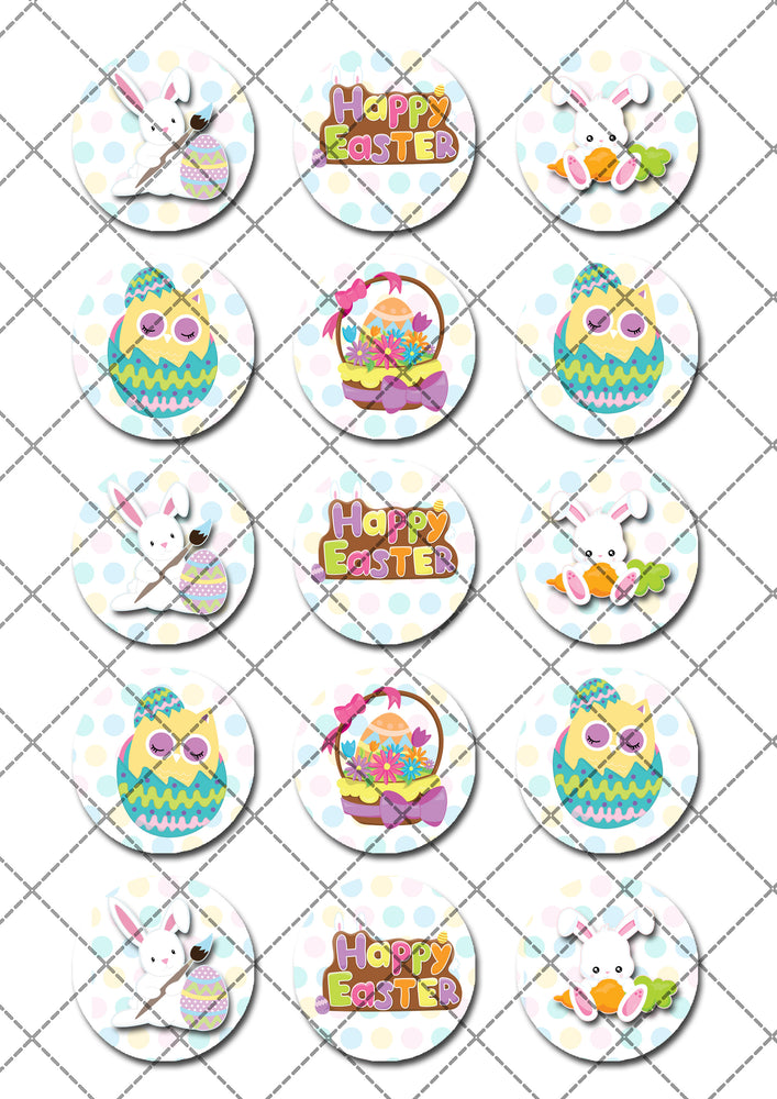 Easter Bunny Rabbit Pre-cut Edible Icing Cupcake or Cookie Toppers