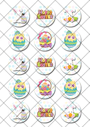 Easter Bunny Rabbit Pre-cut Edible Icing Cupcake or Cookie Toppers