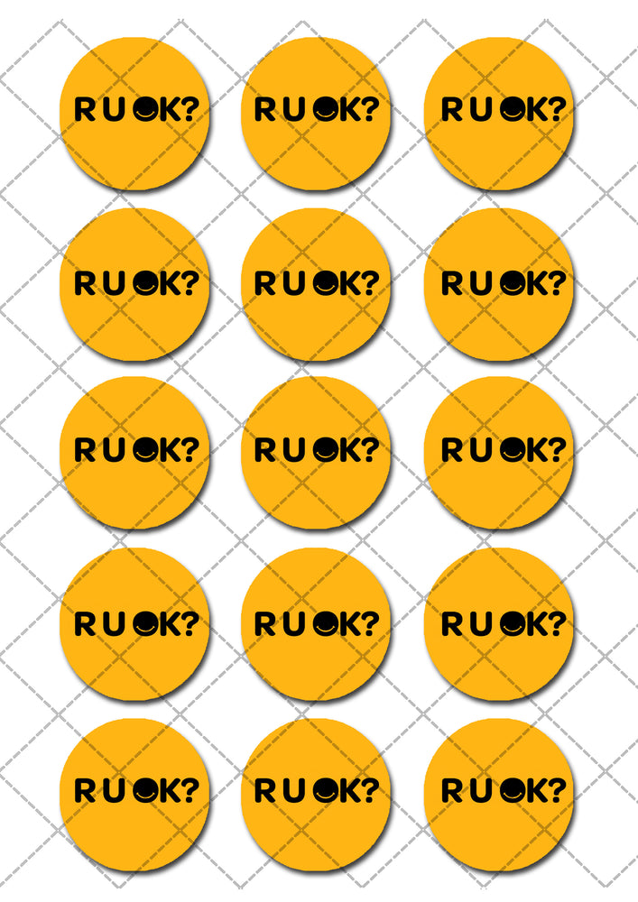 RUOK Pre-cut Edible Icing Cupcake or Cookie Toppers