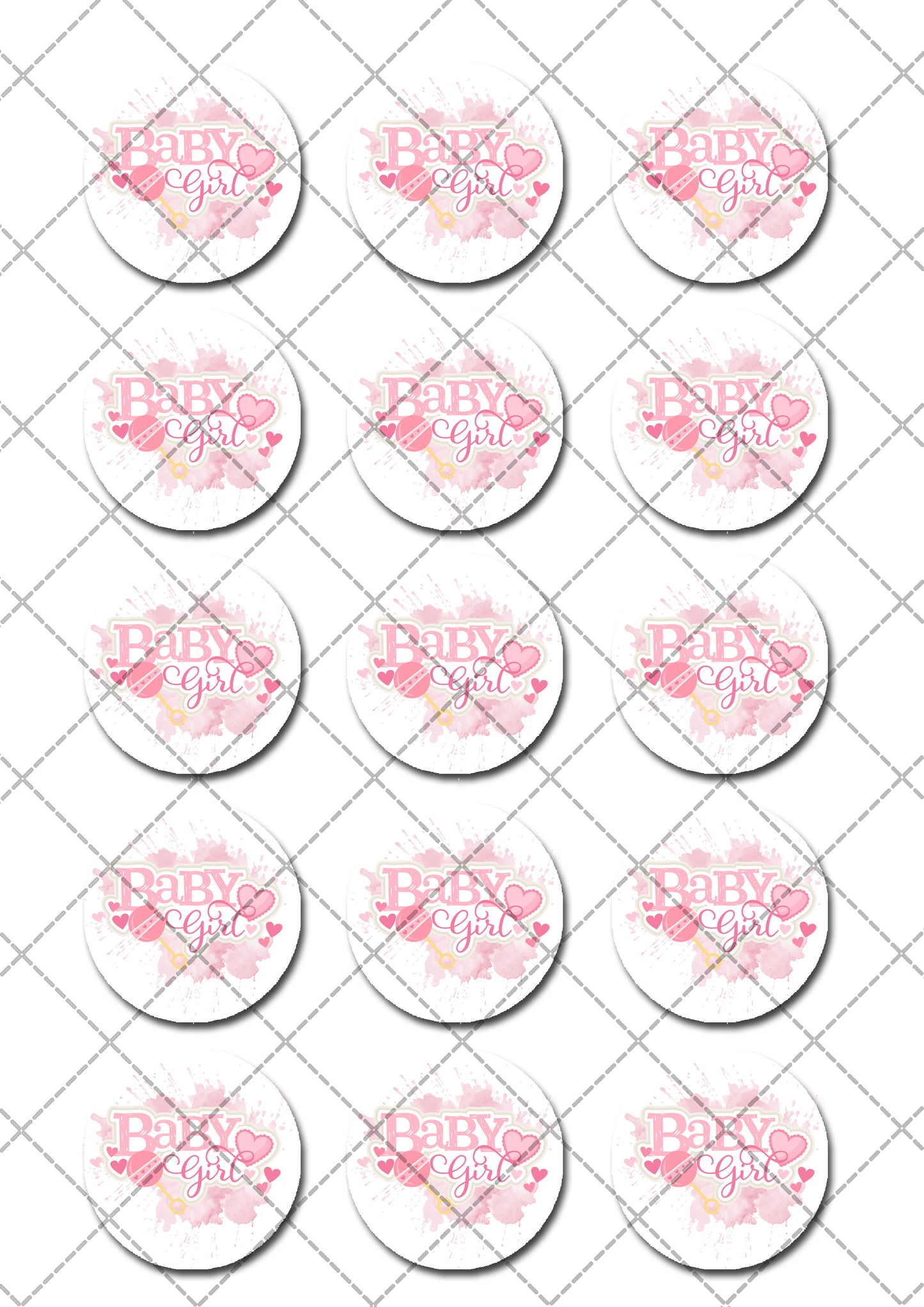 Baby Girl Pre-cut Edible Icing Cupcake or Cookie Toppers
