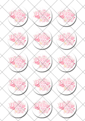 Baby Girl Pre-cut Edible Icing Cupcake or Cookie Toppers