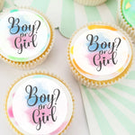 Baby Shower Gender Reveal Pre-cut Edible Icing Cupcake or Cookie Toppers