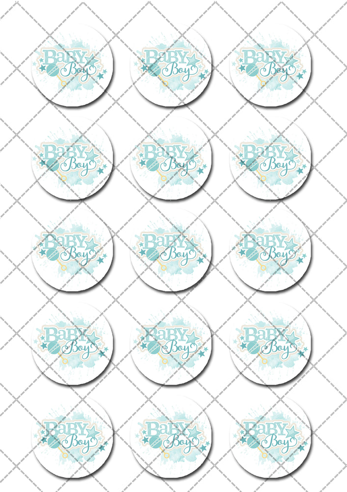 Baby Boy Pre-cut Edible Icing Cupcake or Cookie Toppers