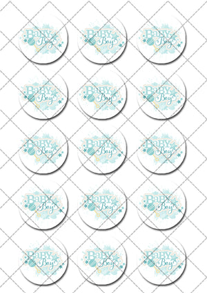 Baby Boy Pre-cut Edible Icing Cupcake or Cookie Toppers