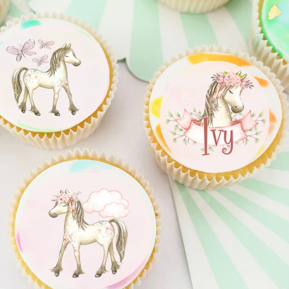 Horse Pre-cut Edible Icing Cupcake or Cookie Toppers