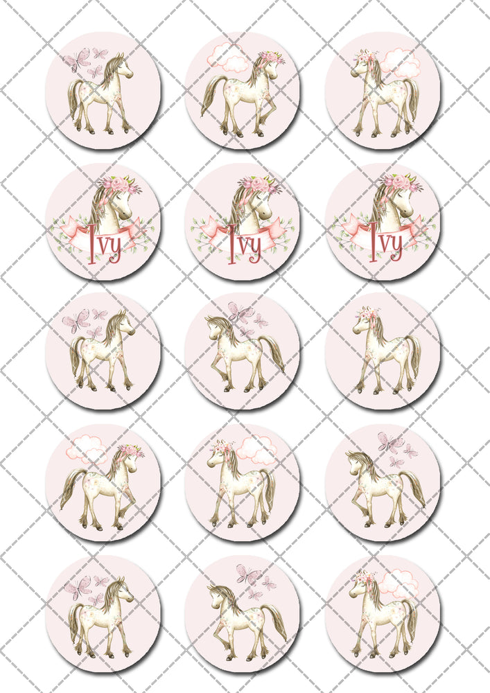 Horse Pre-cut Edible Icing Cupcake or Cookie Toppers