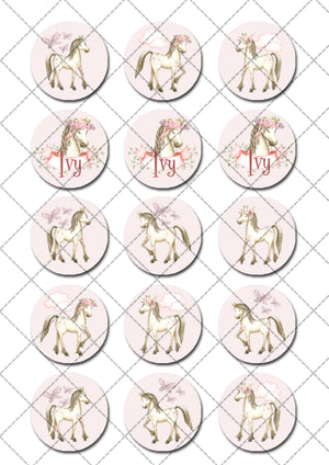 Horse Pre-cut Edible Icing Cupcake or Cookie Toppers