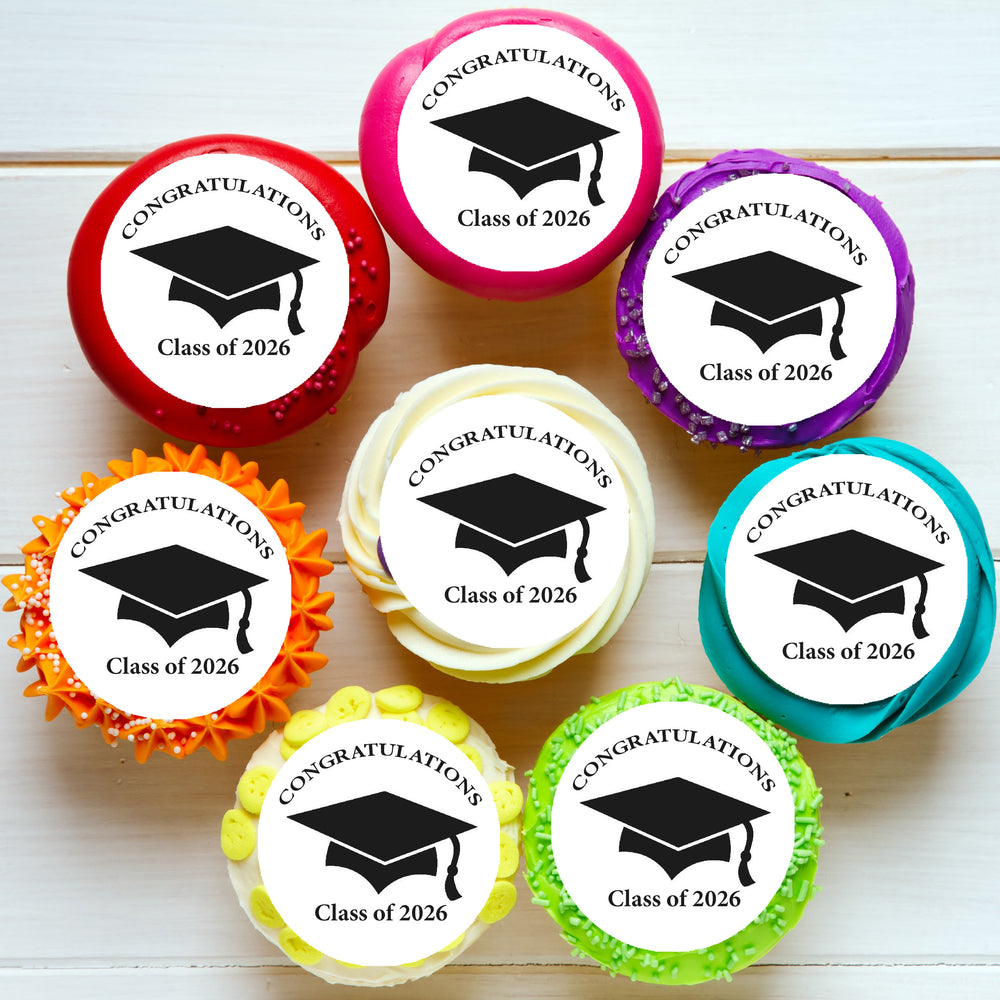 Graduation Pre-cut Edible Icing Cupcake or Cookie Toppers