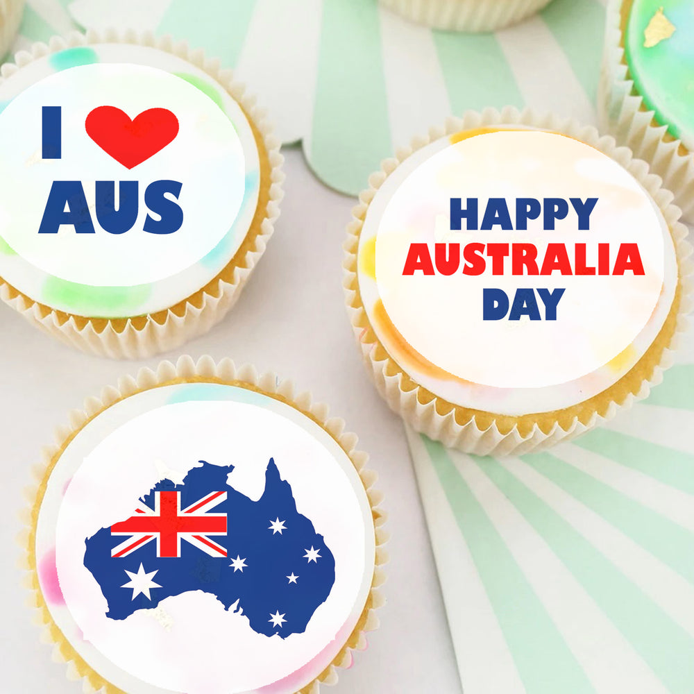 Australia Day Pre-cut Edible Icing Cupcake or Cookie Toppers