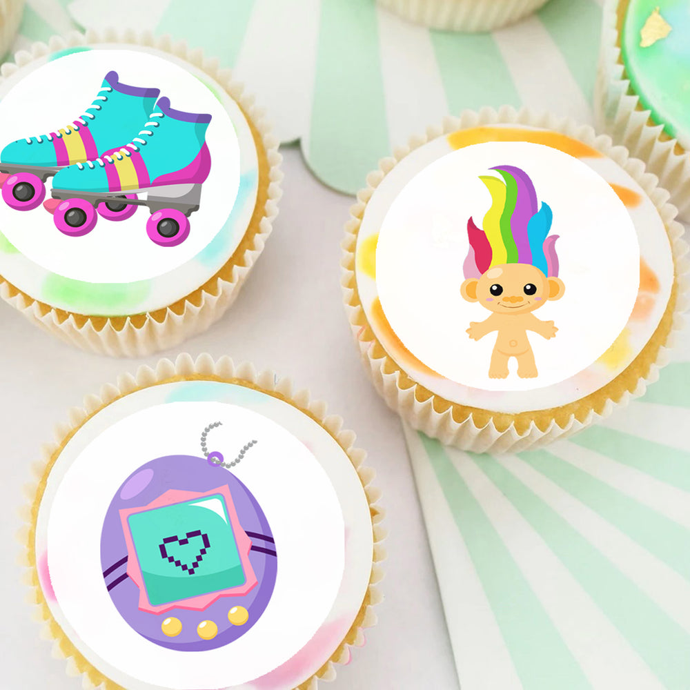 Back to the Nineties 90's Pre-cut Edible Cupcake or Cookie Toppers