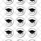 Graduation Pre-cut Edible Icing Cupcake or Cookie Toppers
