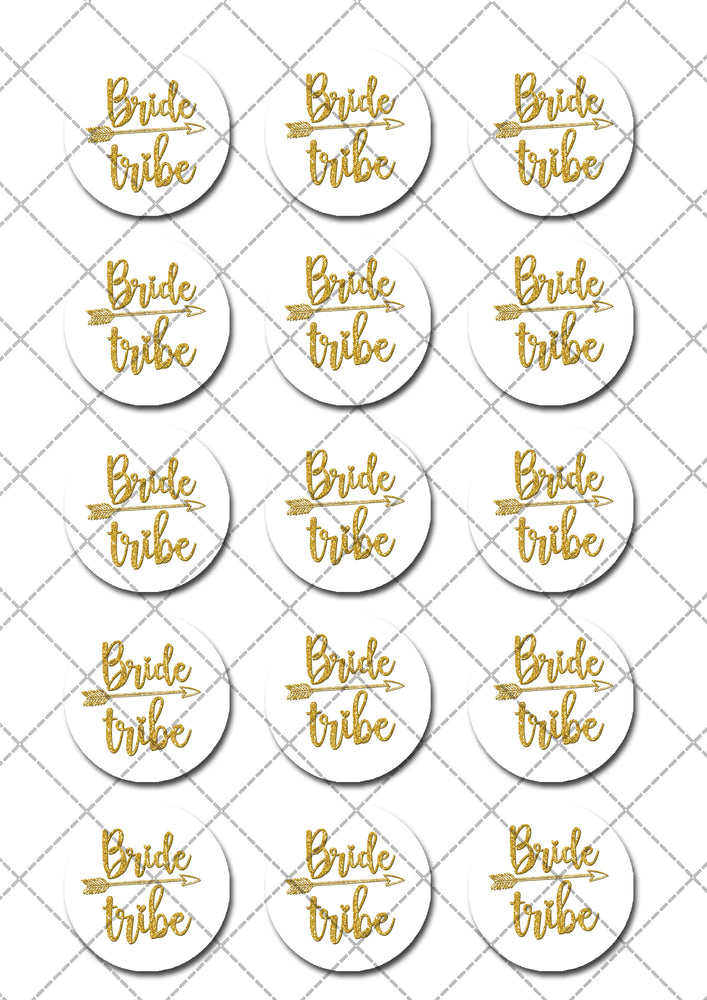 Bride Tribe Bridal Shower Pre-cut Edible Icing Cupcake or Cookie Toppers