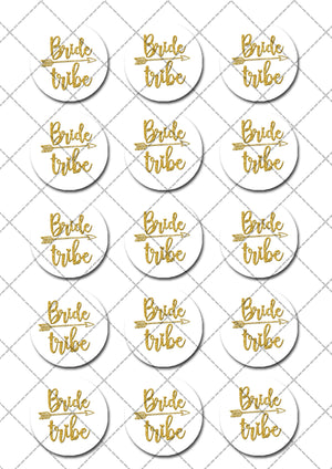 Bride Tribe Bridal Shower Pre-cut Edible Icing Cupcake or Cookie Toppers