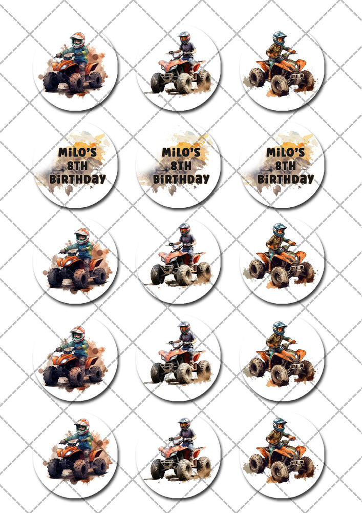 Quad Bike Pre-cut Edible Cupcake or Cookie Toppers