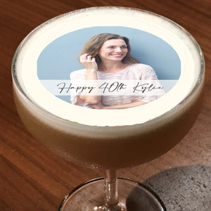 Photo Personalised Birthday Edible Cocktail Drink Toppers