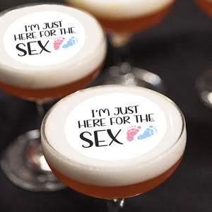 Here for the S*x Gender Reveal Edible Cocktail Drink Toppers