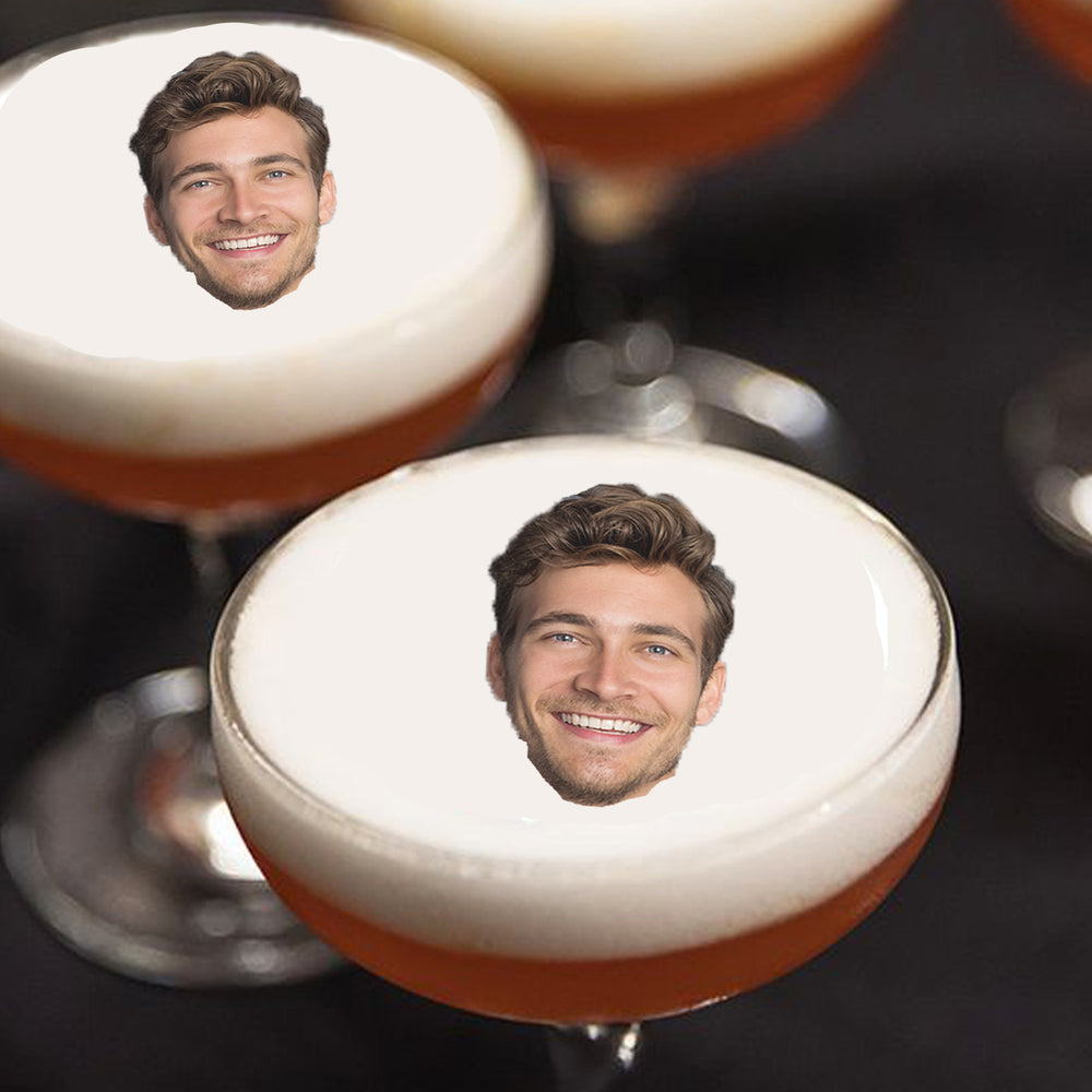 Face Photo Portrait Custom Cutout Edible Cocktail Drink Toppers